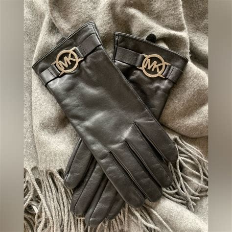 michael michael kors leather ornament gloves|Michael Kors gloves and scarf.